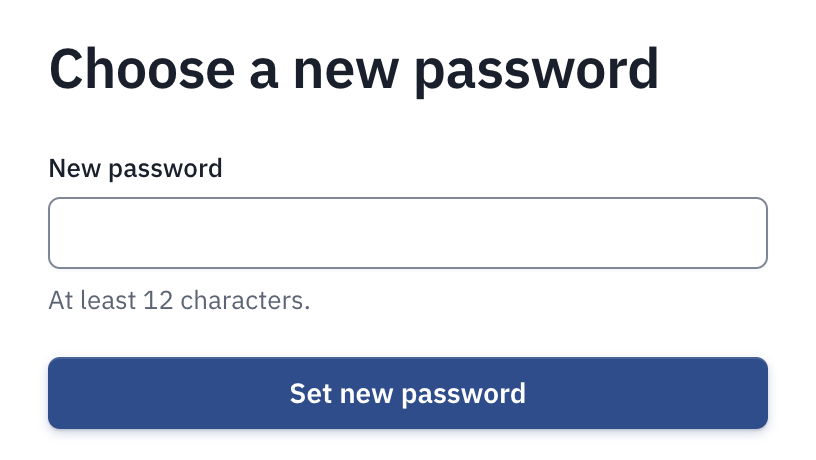 Choose a new password, with the New password field and Set new password.